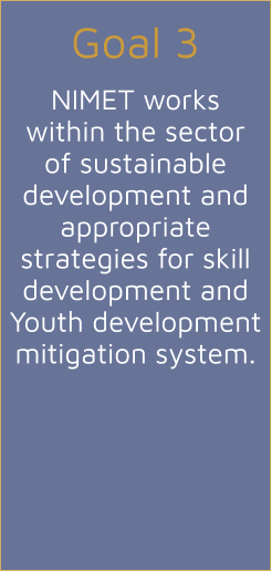 Goal 3  NIMET works within the sector of sustainable development and appropriate strategies for skill development and Youth development mitigation system.